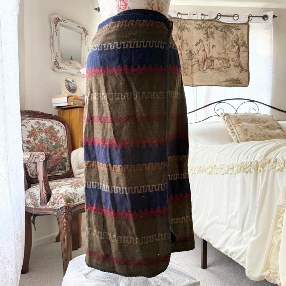 90s western‎ wool maxi wrap skirt
